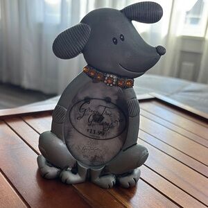 Gray Metal Dog Picture Frame w Jeweled Collar NWT
